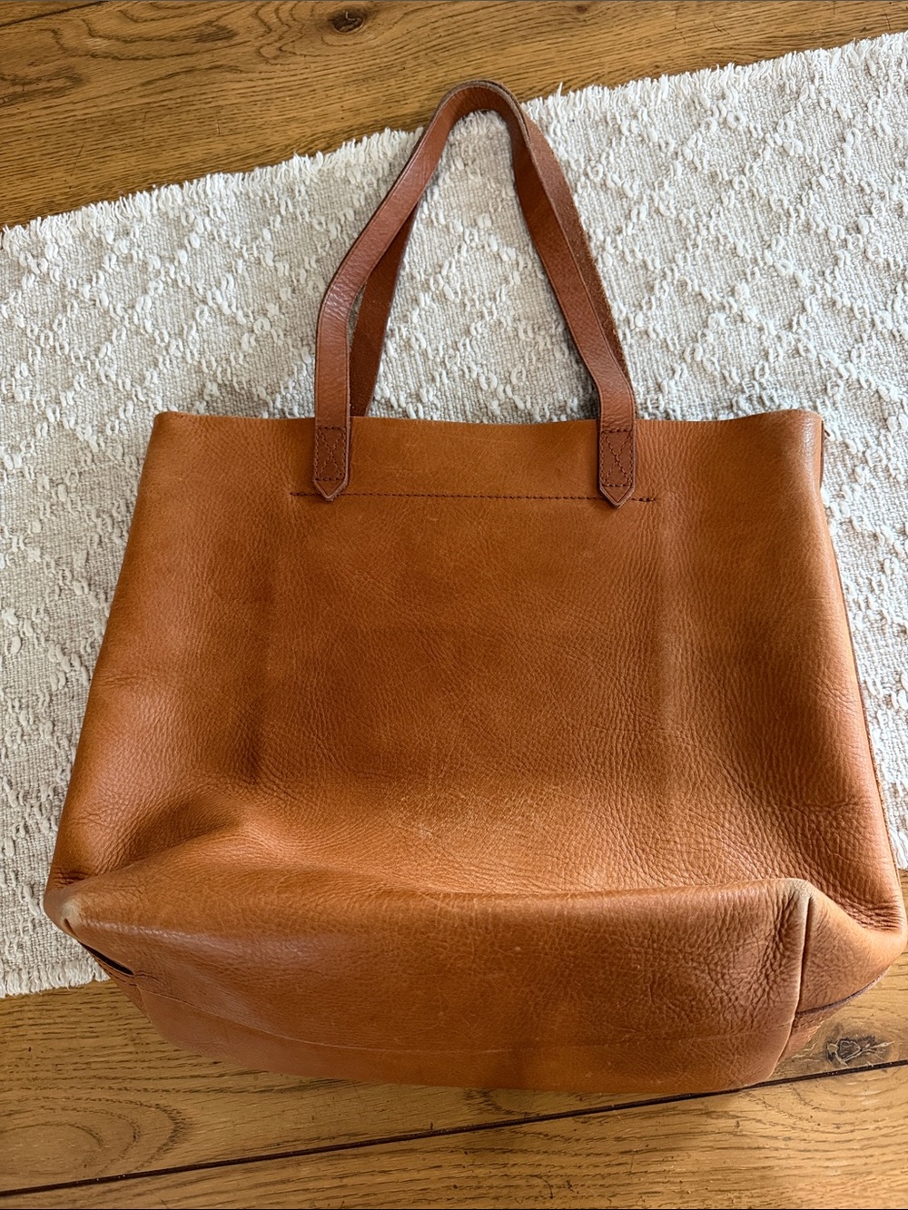 Madewell Cognac Brown Leather Tote with Adjustable Shoulder Straps
